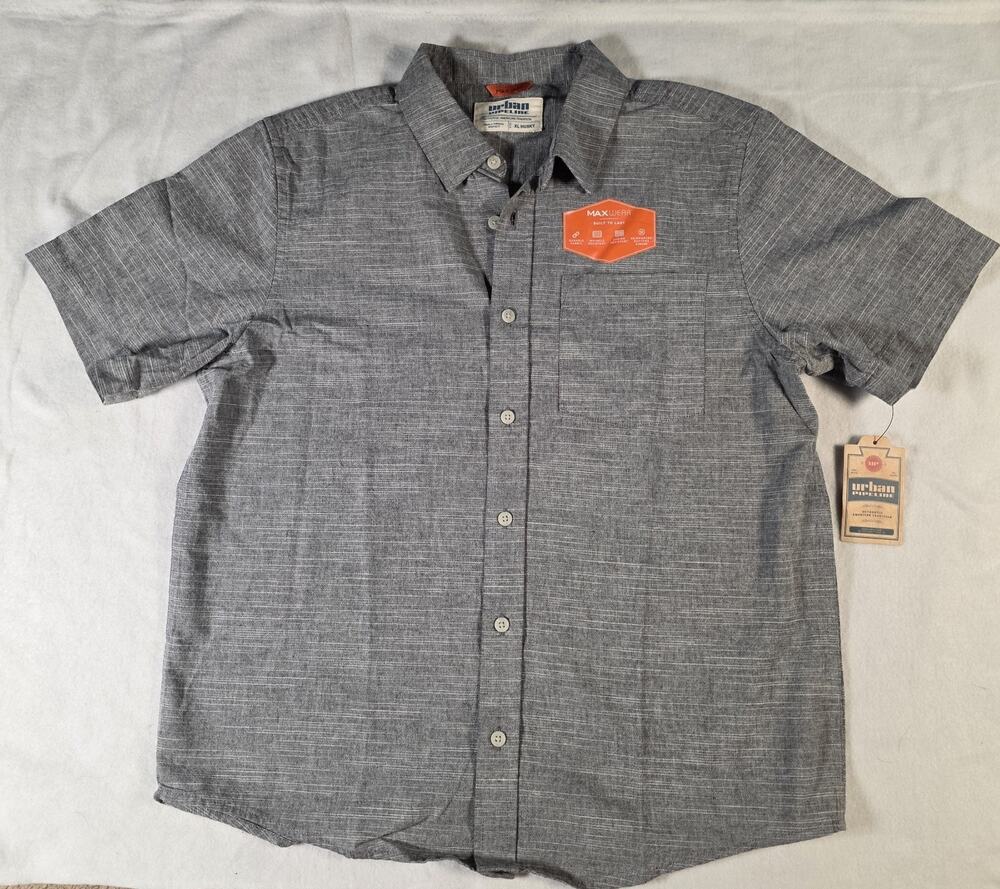 Urban Pipeline Maxwear Boys XL Husky Gray Short Sleeve Button Down Shirt NWT